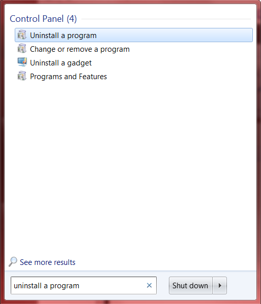 start menu list